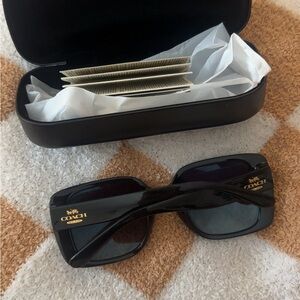 Coach Glossy Black Oversized Sunglasses